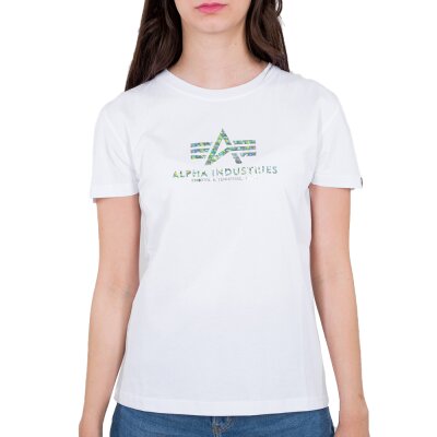 Alpha Industries Damen New Basic T-Shirt Holografic Print white/silver crystal
