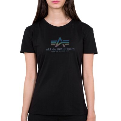 Alpha Industries Damen New Basic T-Shirt Rainbow Reflective Print black