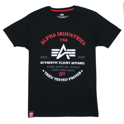 Alpha Industries Herren T-Shirt Authentic Print black