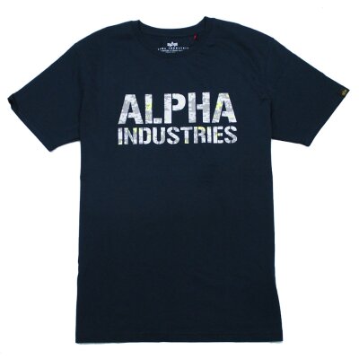 Alpha Industries Herren T-Shirt Camo Print T rep.blue/digi white camo