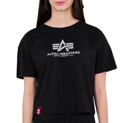 Alpha Industries Damen Basic T-Shirt COS Foil Print black/metalsilver
