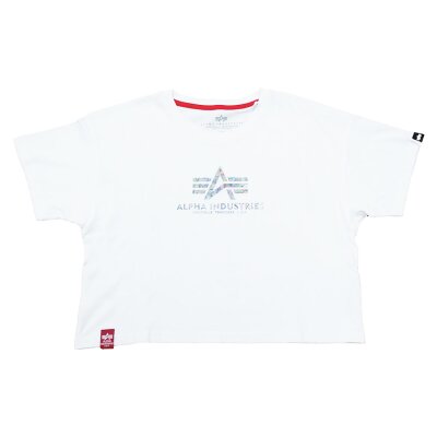 Alpha Industries Damen Basic T-Shirt COS Holografic Print white/silver crystal L