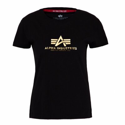 Alpha Industries Damen New Basic T-Shirt Foil Print black/yellow gold