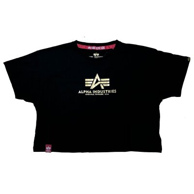 Alpha Industries Damen Basic T-Shirt COS Foil Print black/yellow gold