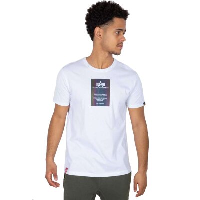 Alpha Industries Herren T-Shirt Reflective Label Rainbow Reflective white