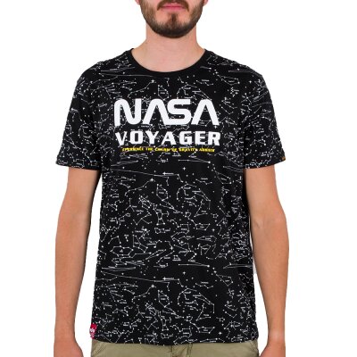 Alpha Industries Herren T-Shirt NASA Voyager AOP black