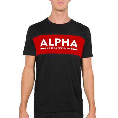 Alpha Industries Herren T-Shirt Alpha Inlay black/red S