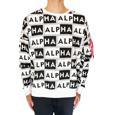 Alpha Industries Herren Sweater AOP OS white/black