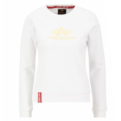 Alpha Industries Damen New Basic Sweater Wmn Foil Print white/yellow gold XS