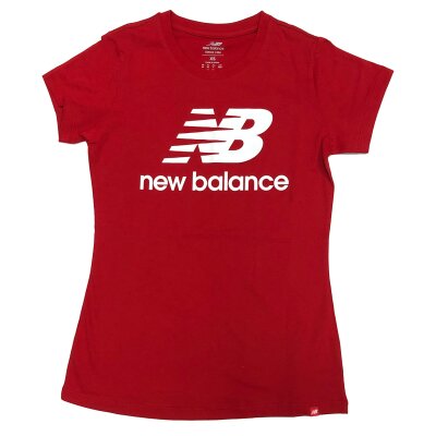 New Balance Essentials Stacked Logo Damen T-Shirt red pepper