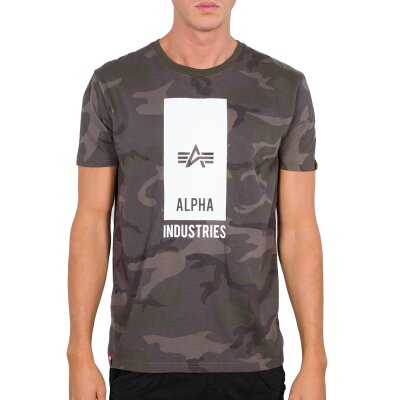 Alpha Industries Herren T-Shirt Block Logo Camo dark olive camo S
