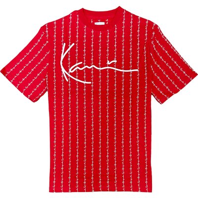 Karl Kani Herren T-Shirt Signature Logo Pinstripe red/white