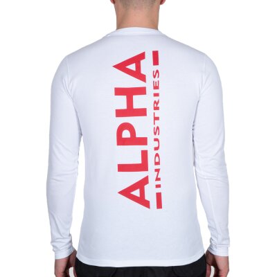 Alpha Industries Herren Longsleeve Back Print Heavy white/red