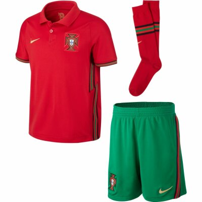 Nike Portugal Kinder Heimtrikot EM2021 Minikit gym red/metallic gold