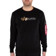 Alpha Industries Herren Sweater Alpha Label Foil Print black