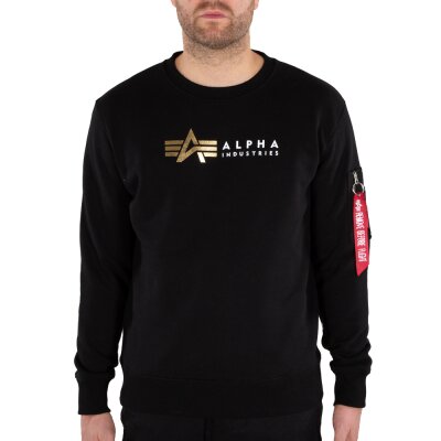 Alpha Industries Herren Sweater Alpha Label Foil Print black S