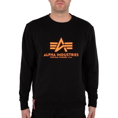 Alpha Industries Herren Sweater Basic Logo Reflective Print black/refl. orange