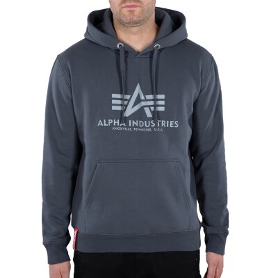 Alpha Industries Herren Hoodie Basic Logo Reflective Print greyblack/reflective