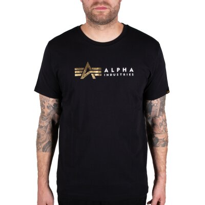 Alpha Industries Herren T-Shirt Alpha Label Foil Print black