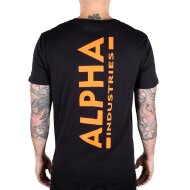 Alpha Industries Herren T-Shirt Backprint Reflective Print black/reflective orange