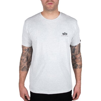 Alpha Industries Herren T-Shirt Basic Small Logo white melange