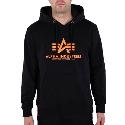 Alpha Industries Herren Hoodie Basic Logo Reflective Print black/reflective orange S