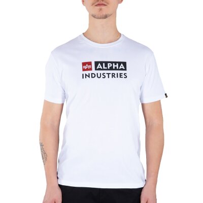 Alpha Industries Herren T-Shirt Alpha Block-Logo white