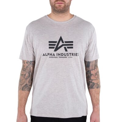 Alpha Industries Herren T-Shirt Basic Logo hazel melange XS