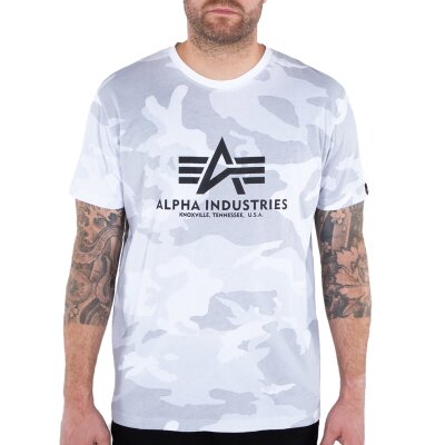Alpha Industries Herren T-Shirt Basic Logo Camo white camo S