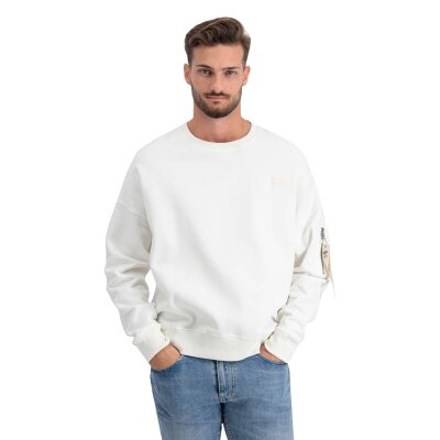 Alpha Industries Herren Sweater Organics OS organic white S