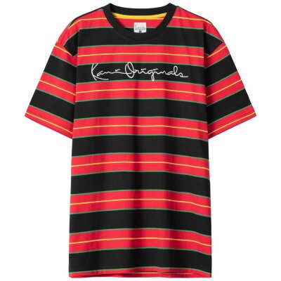 Karl Kani Herren T-Shirt Originals Stripe red/black/green XS