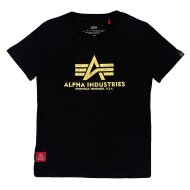 Alpha Industries Kinder Basic T-Shirt Foil Print black/yellow gold