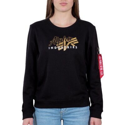 Alpha Industries Damen Gold Logo Sweater black XS
