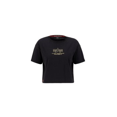 Alpha Industries Damen Basic T-Shirt COS ML Foil Print black