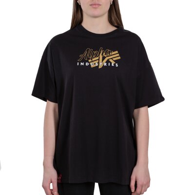 Alpha Industries Damen T-Shirt Gold Logo OS black XL