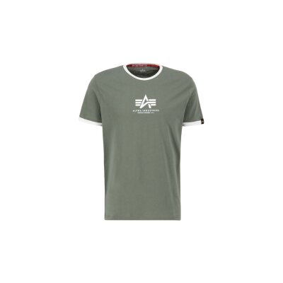 Alpha Industries Herren T-Shirt Basic Contrast ML dark olive S