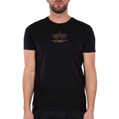 Alpha Industries Herren T-Shirt Basic ML Foil Print black