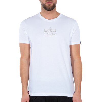 Alpha Industries Herren T-Shirt Basic ML Foil Print white XL