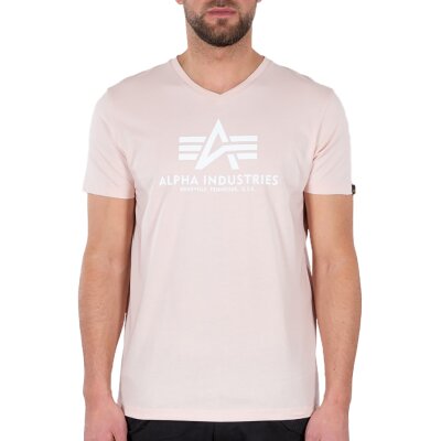 Alpha Industries Herren Basic T-Shirt V-Neck pale peach