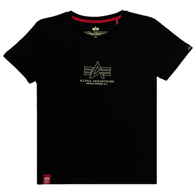 Alpha Industries Damen Basic T-Shirt ML Foil Print black