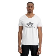 Alpha Industries Herren T-Shirt Basic V-Neck white