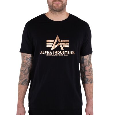 Alpha Industries Herren T-Shirt Basic Logo Foil Print black/copper S