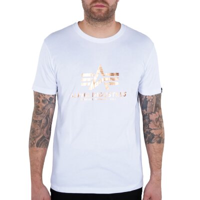 Alpha Industries Herren T-Shirt Basic Logo Foil Print white/copper