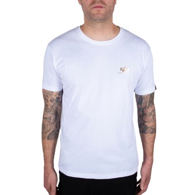 Alpha Industries Herren T-Shirt Basic Small Logo Foil Print white/copper M