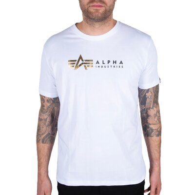 Alpha Industries Herren T-Shirt Alpha Label Foil Print white