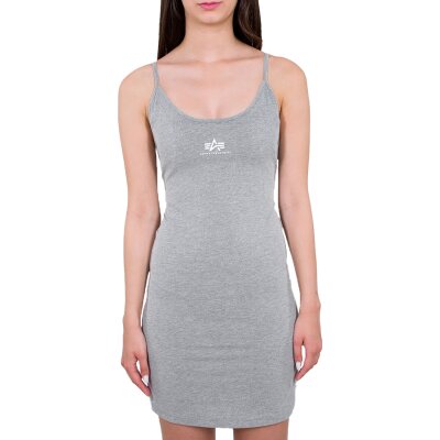 Alpha Industries Damen Kleid Basic Dress Small Logo greyheather/white