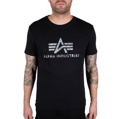 Alpha Industries Herren T-Shirt 3D Camo Logo black/woodland XS