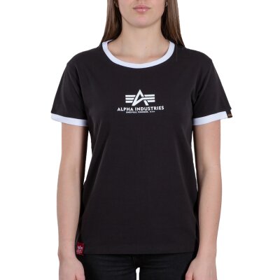 Alpha Industries Damen Basic T-Shirt Contrast ML black