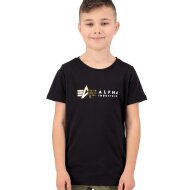 Alpha Industries Kinder T-Shirt Alpha Label Foil Print black