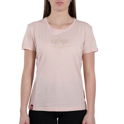 Alpha Industries Damen Basic T-Shirt ML Foil Print pale peach